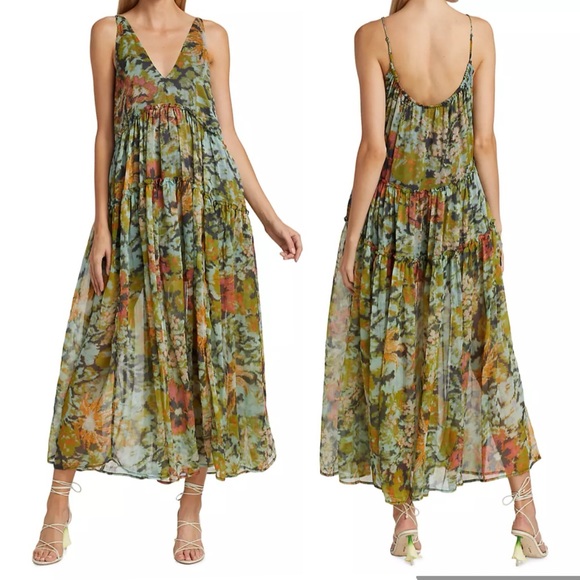 Free People Dresses & Skirts - Free People Julianna Tiered Maxi Dress Misty Combo Size XL NWT
